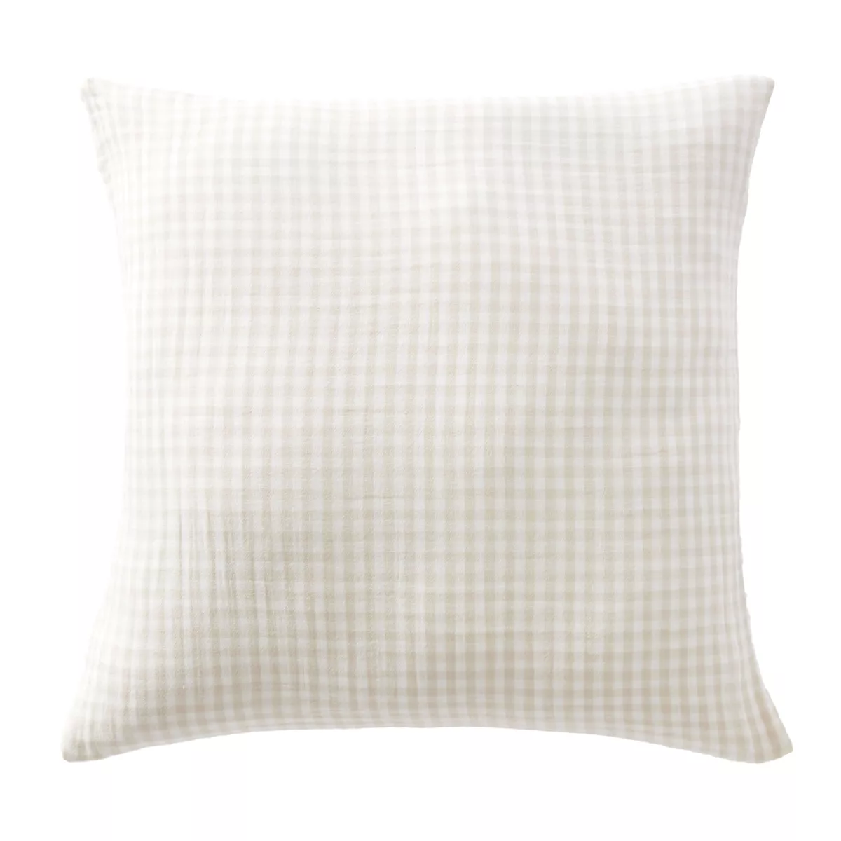 Federa Quadrata in garza di cotone (80 x 80 cm) Gaïa Vichy Beige