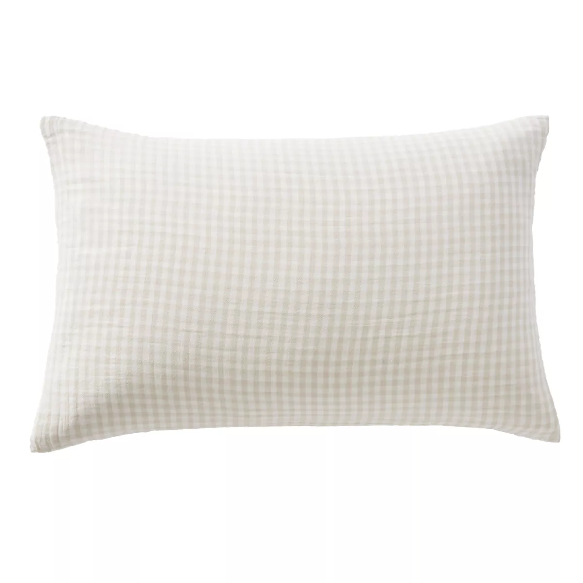 Rechteckiger Kissenbezug aus Baumwollgaze (50 x 80 cm) Gaïa Vichy Beige
