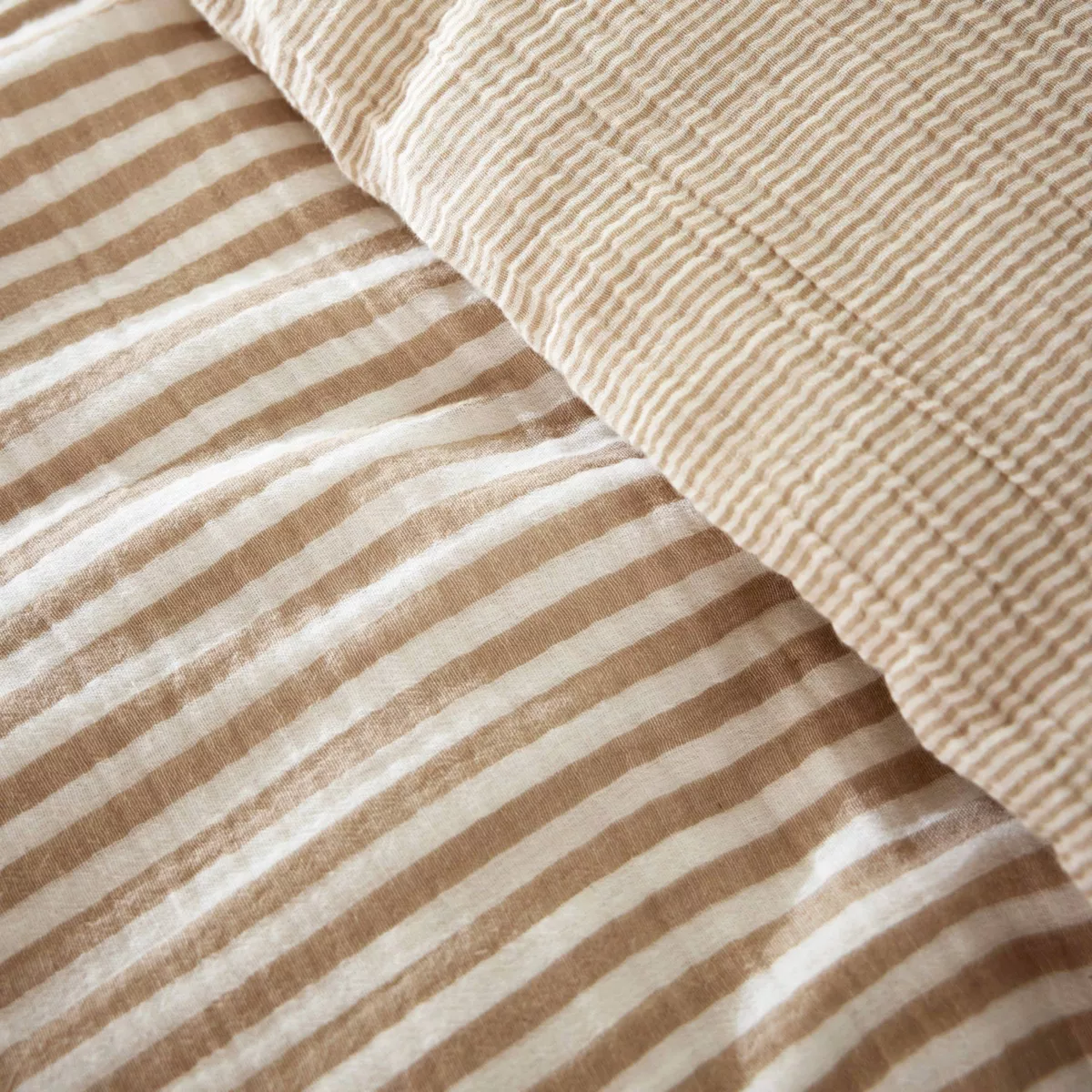 Housse de couette gaze de coton (260 x 240 cm) Gaïa rayures Ficelle