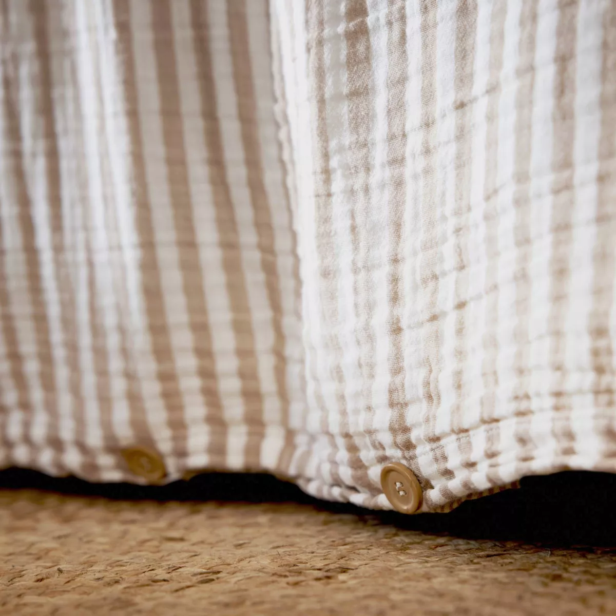 Housse de couette gaze de coton (260 x 240 cm) Gaïa rayures Ficelle