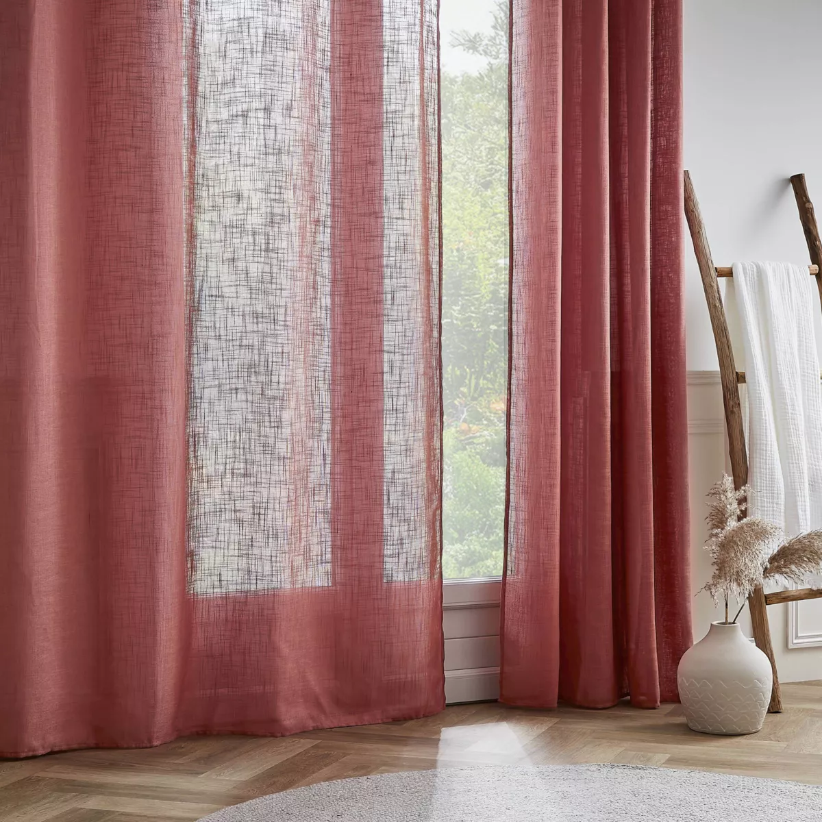 Tenda a pannello in lino effetto ampio (400 x 240 cm) Robin Terracotta