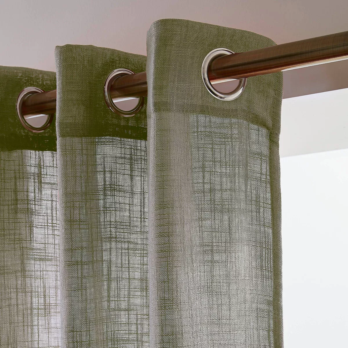 Voilage grande largeur effet lin(400 x 240 cm) Robin Vert Romarin