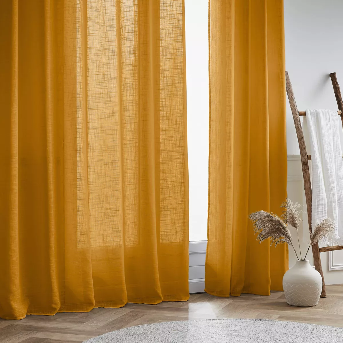 Voilage effet lin (140 x 240 cm) Robin Jaune Ocre