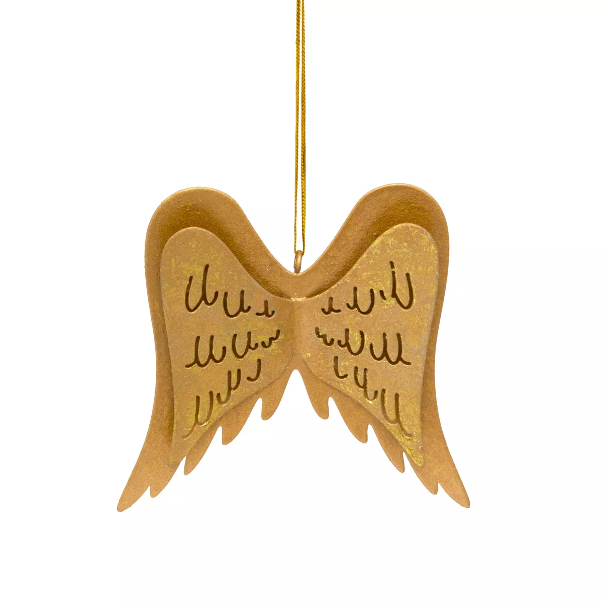 Sospensione natalizia in metallo (H11 cm) Ali d'angelo Oro