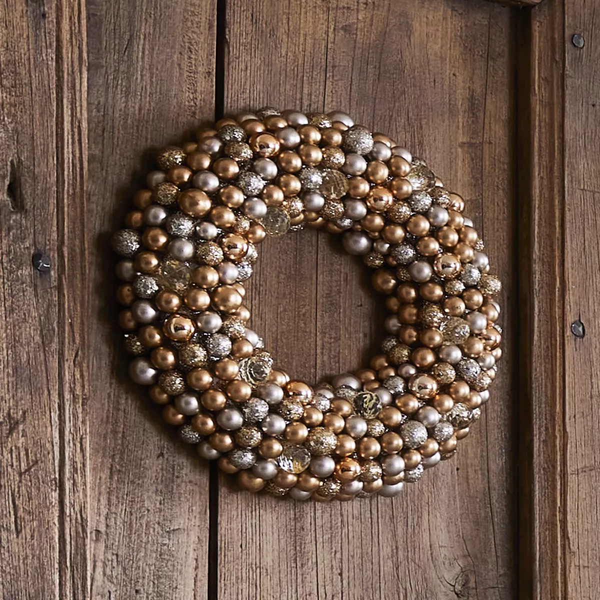 Corona di Natale (D33 cm) Palline glitterate e brillanti Oro