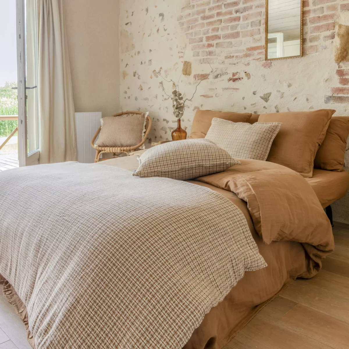 Edredón de algodón (90 x 220 cm) Marius Marrón