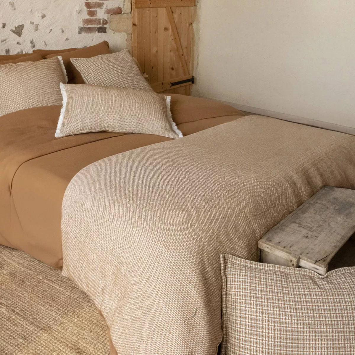 Edredón de algodón (90 x 220 cm) Jamy Marrón