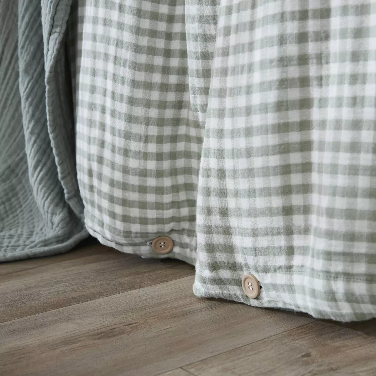 Housse de couette gaze de coton (260 x 240 cm) Vickie Vert eucalyptus