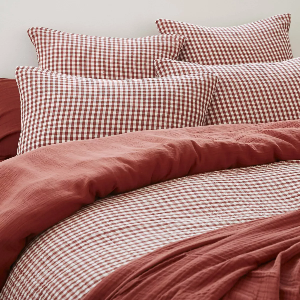 Housse de couette gaze de coton (200 x 200 cm) Vickie Terracotta