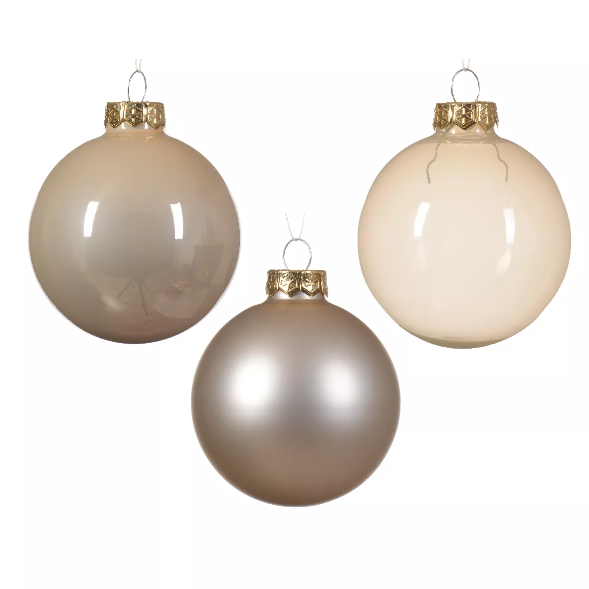 Lot de 21 boules de Noël en verre (D60 à 75 mm) Assorties Cristal Perle