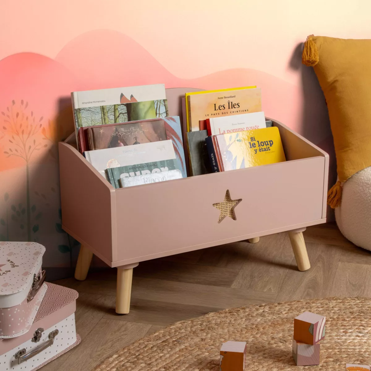 Meuble de rangement 1 niche rose Stars Eminza Kids 