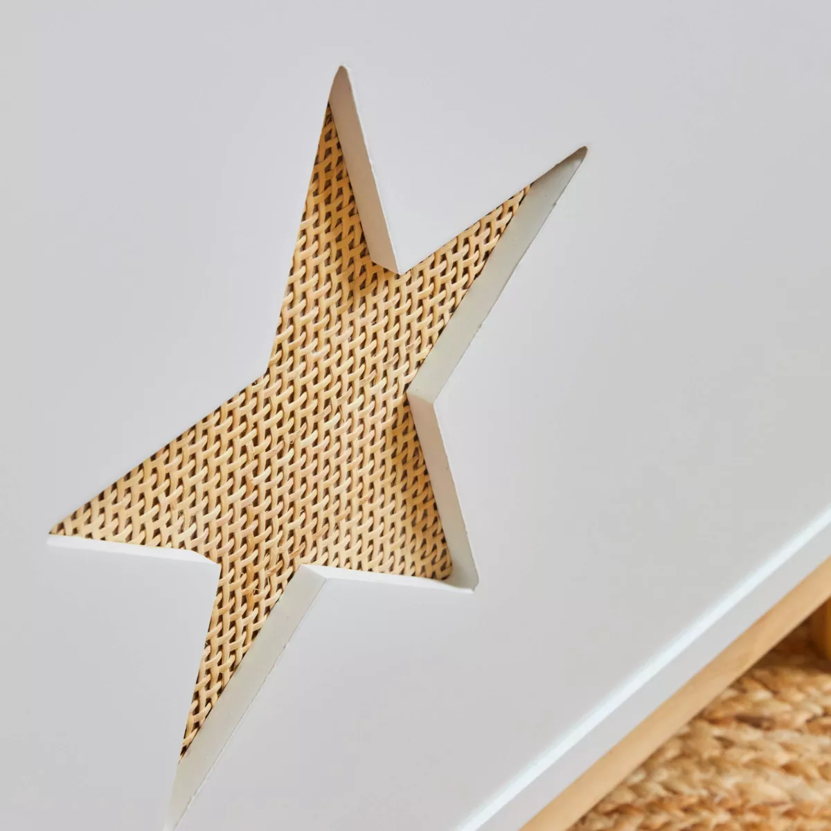 Coffre à jouet avec couvercle enfant bois (H51 cm) Stars Blanc