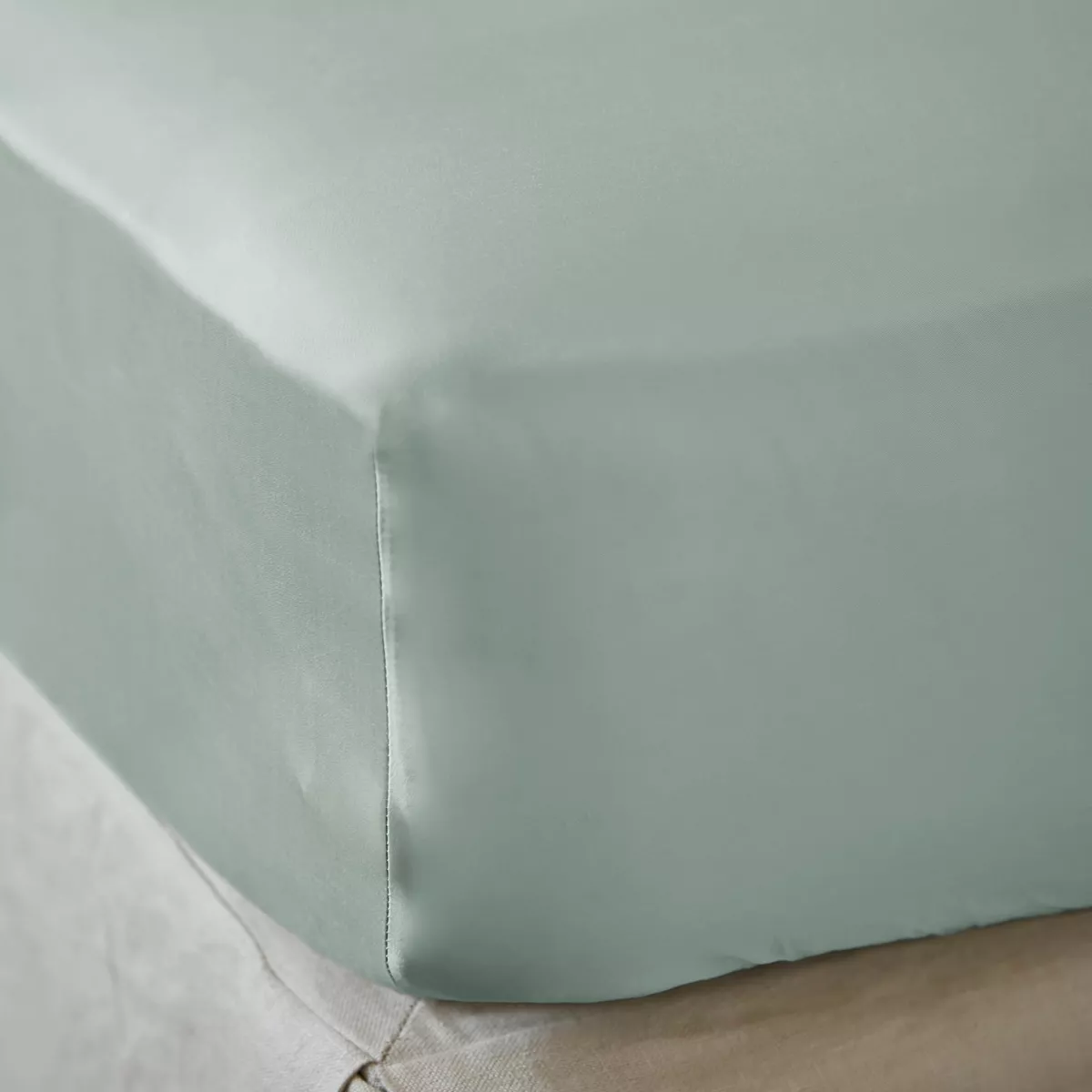 Drap housse satin de bambou (200 x 200 cm) Sienna Vert eucalyptus