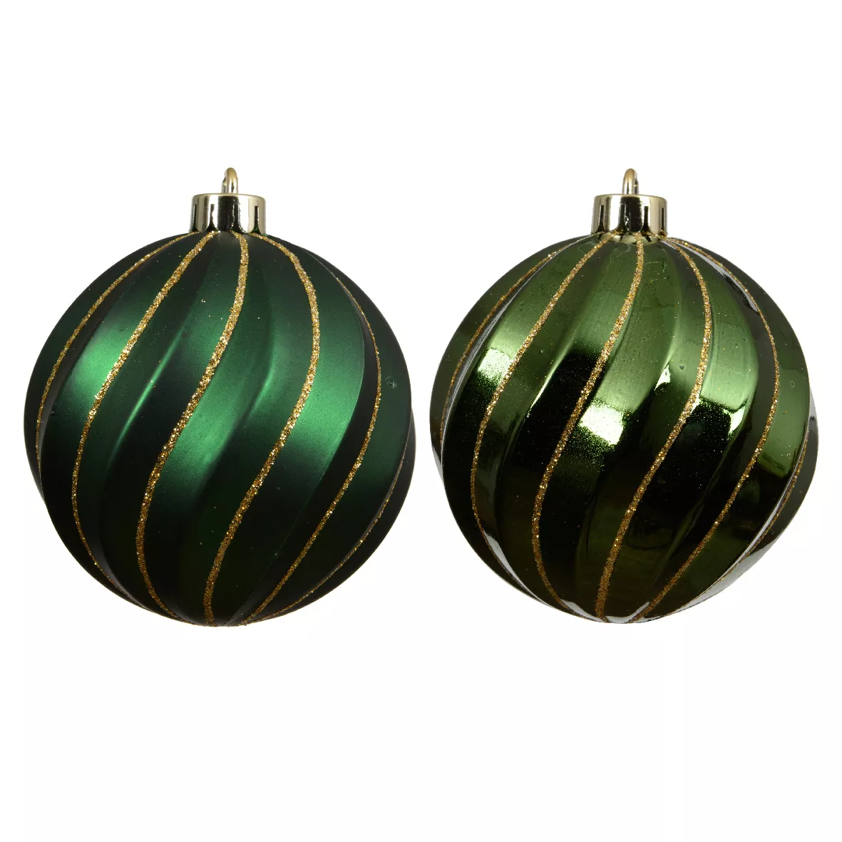 LOT DE 6  Boule polystyrene dia8-H8cm vert pin Glam chic pailleté or