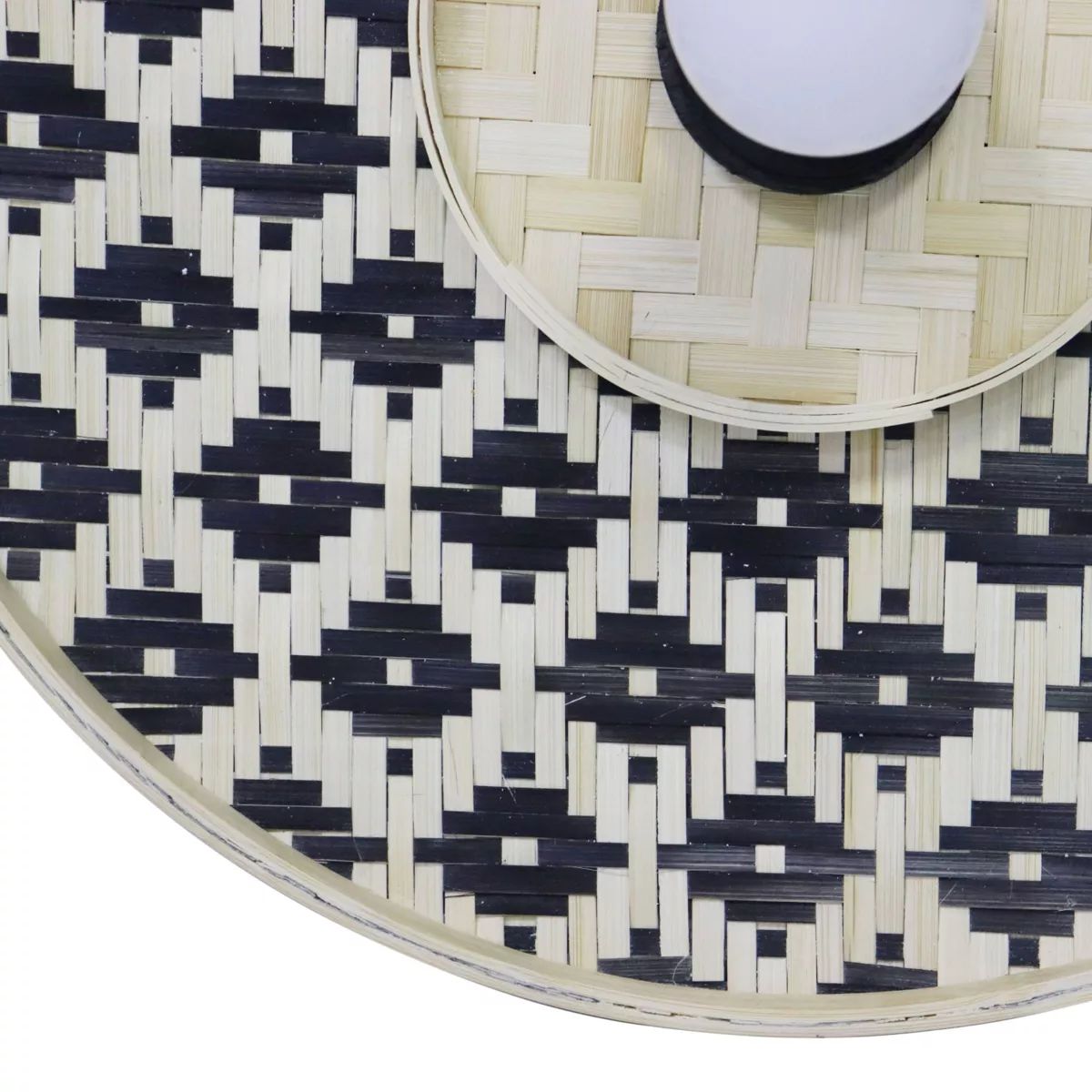 Applique da parete a scacchiera in bambù (D50 cm) Marioka Nero e naturale