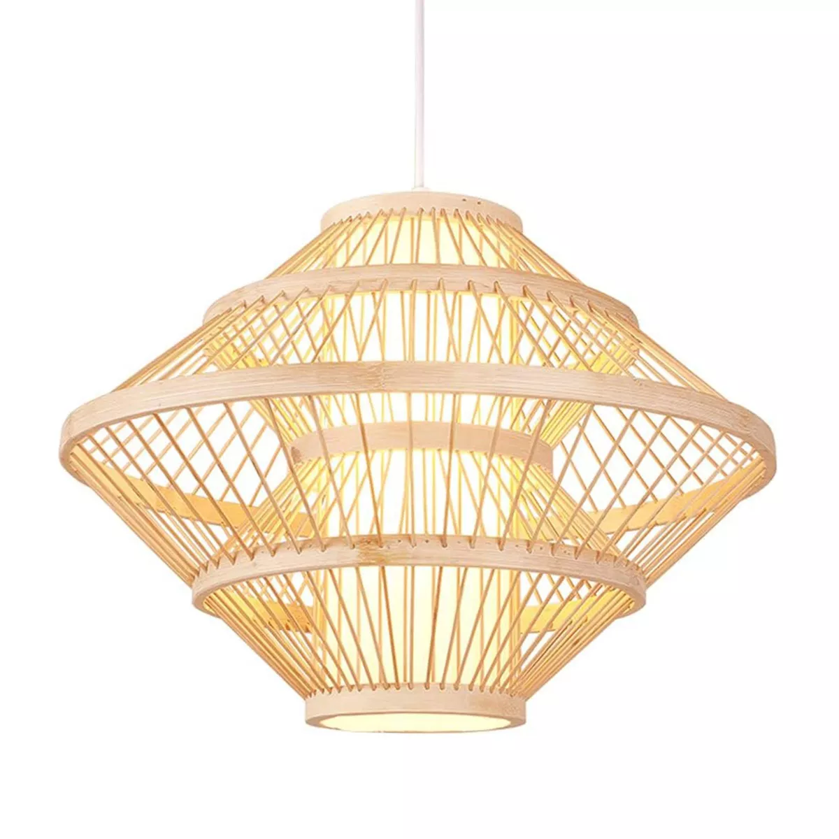 Sospensione luminosa design in bambù (D50 cm) Marbella Naturale