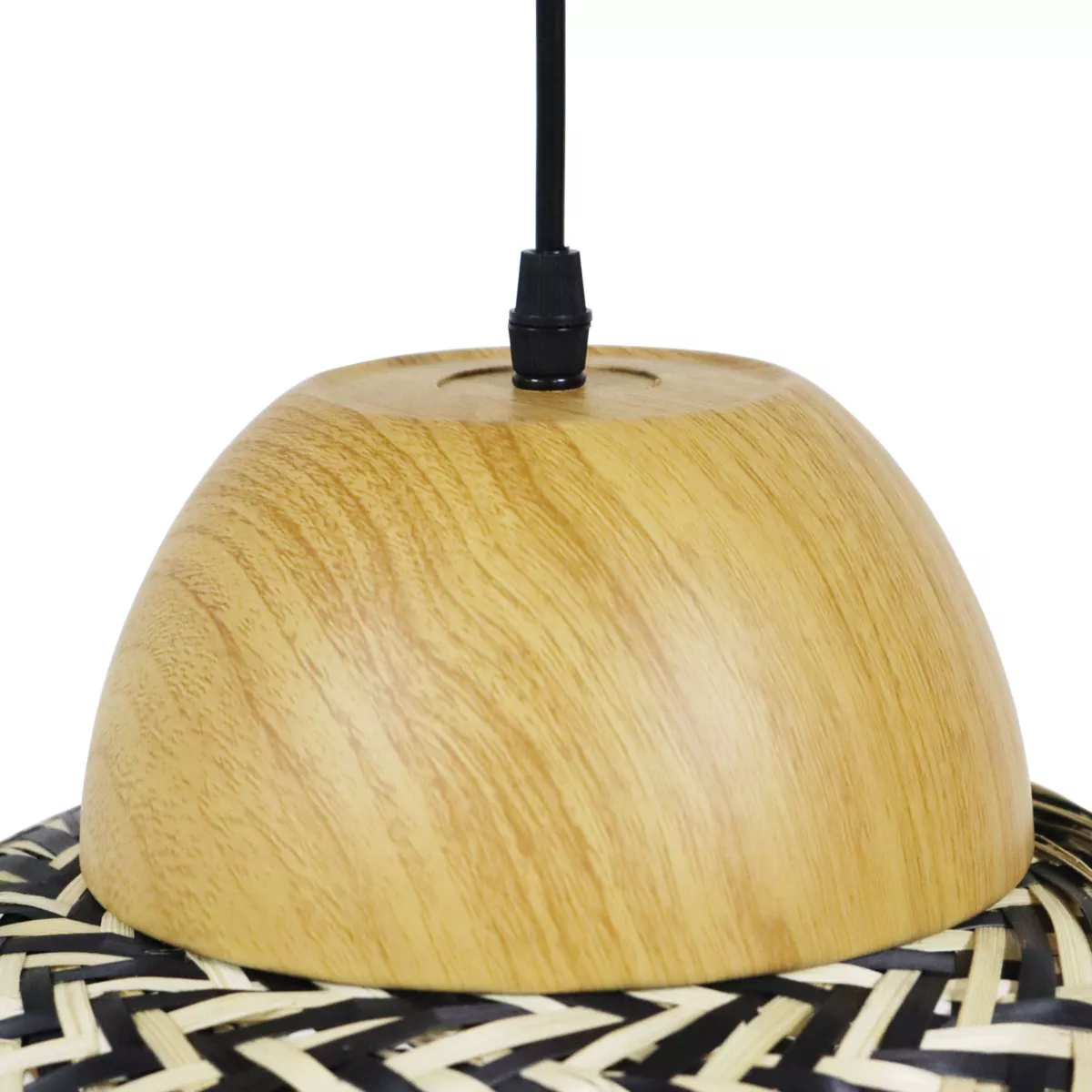 Lampada a sospensione in bambù (D40 cm) Elda Nero e naturale