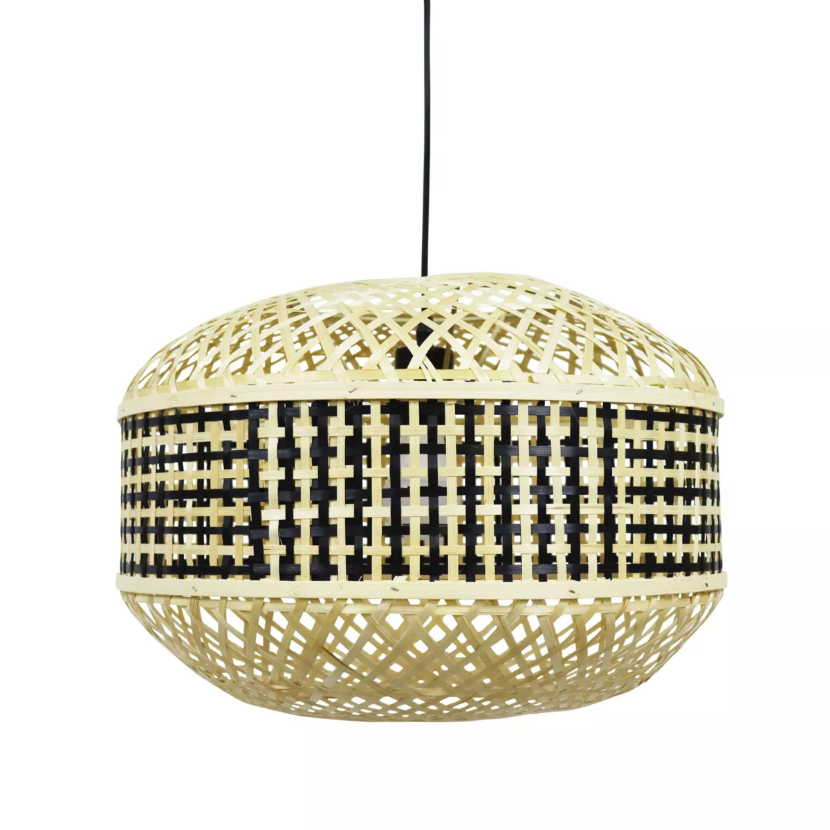 Lampada a sospensione in bambù (D45 cm) Huesca Nero e naturale