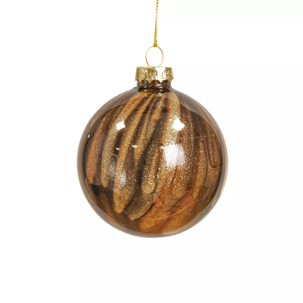 Lot de 12 boules de Noël en verre (D80 mm) New York Brun scintillant