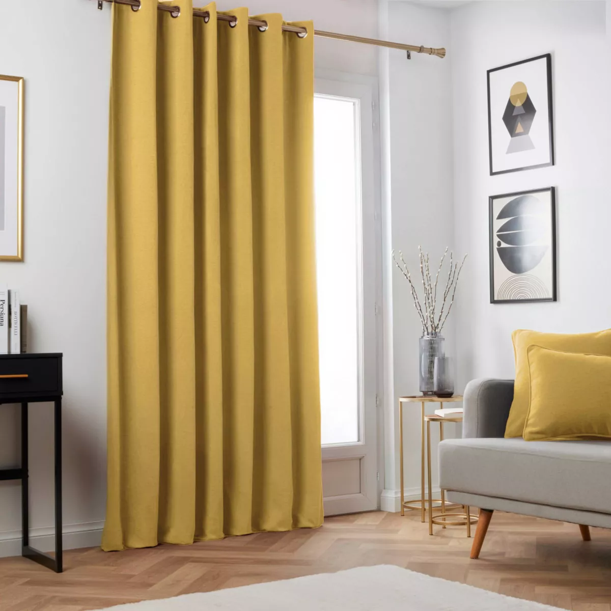Rideau obscurcissant thermique (140 x 240 cm) Minuit Jaune ocre