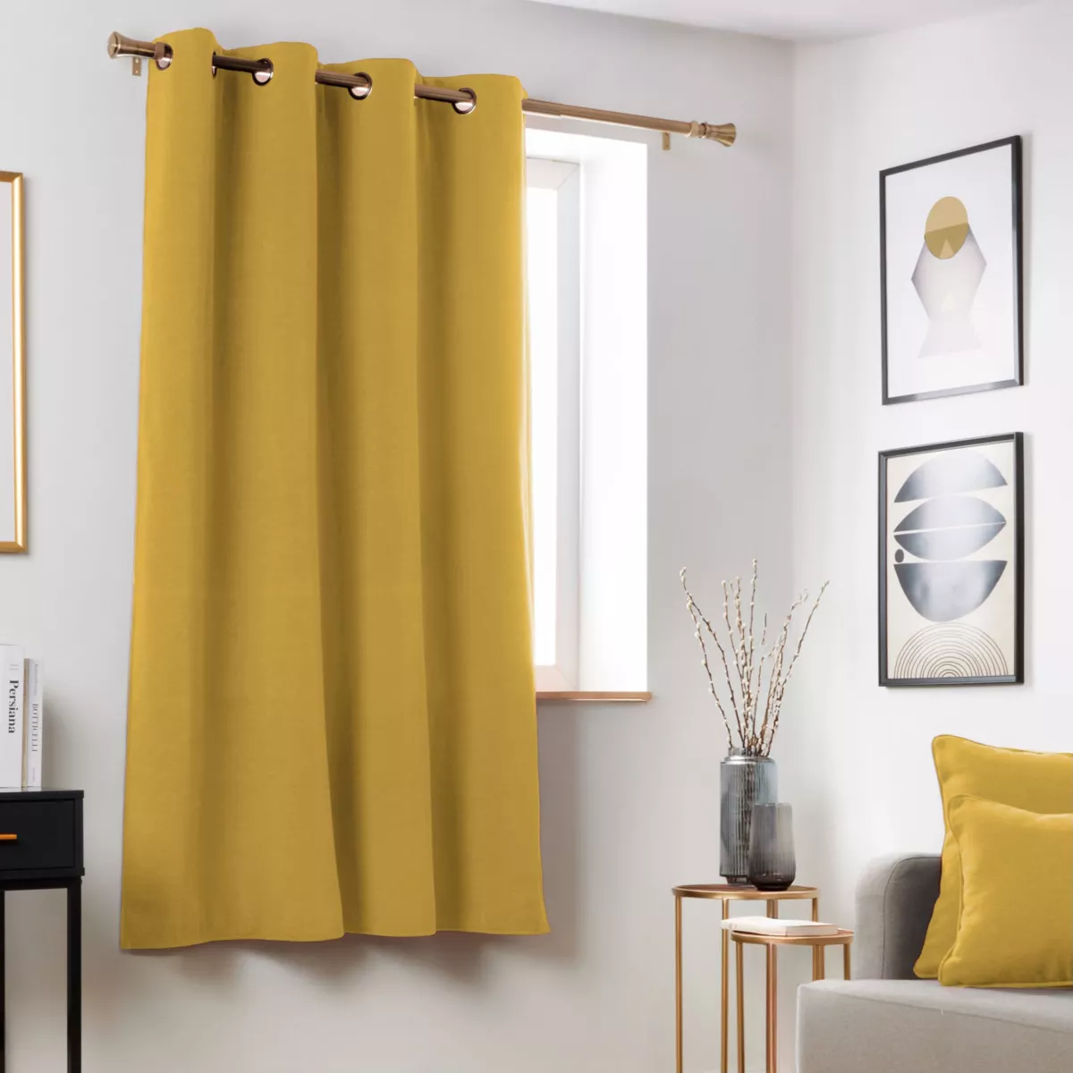 Tenda oscurante termica (140 x 180 cm) Minuit Giallo ocra
