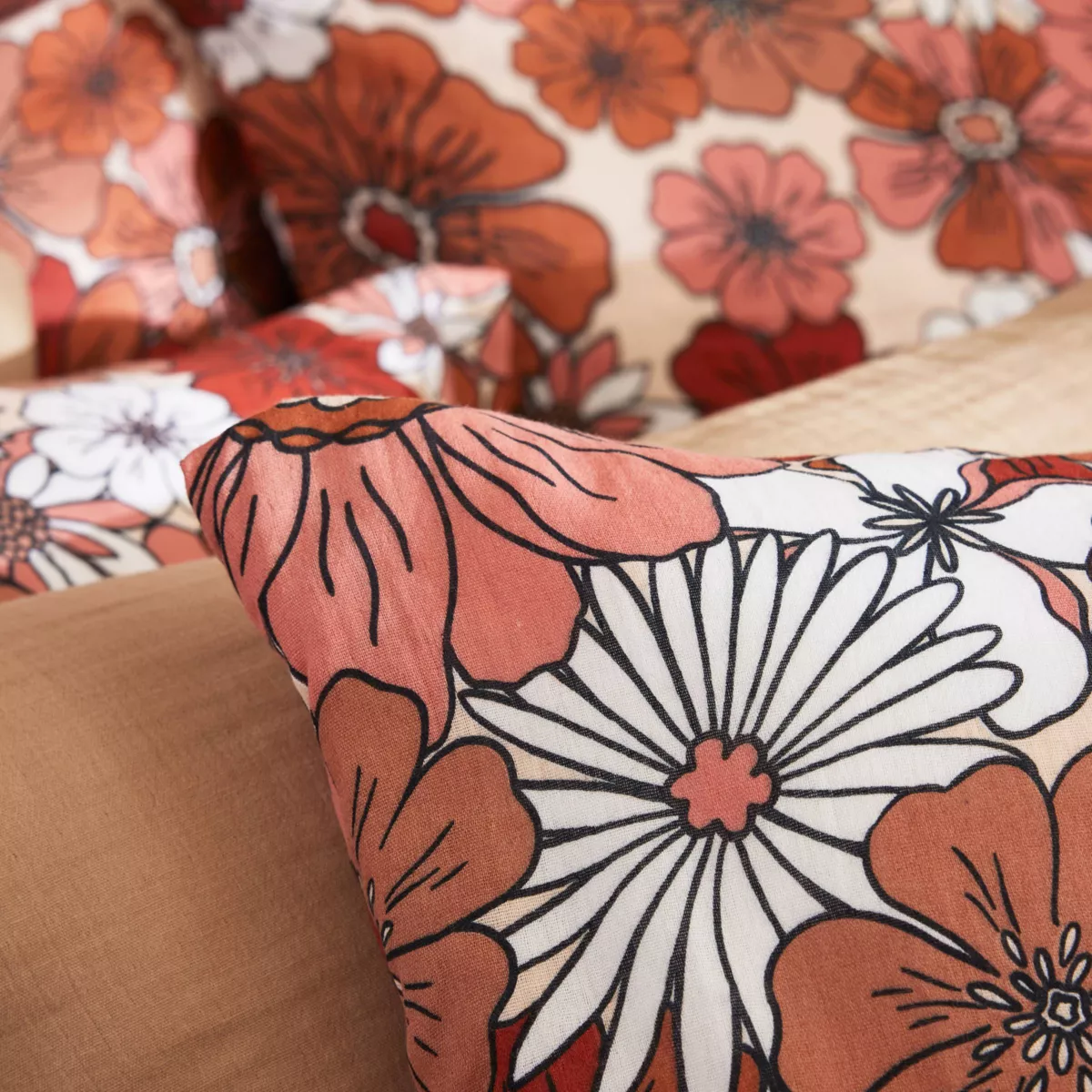 Funda nórdica de gasa de algodón (260 x 240 cm) Gaïa azalea Terracota