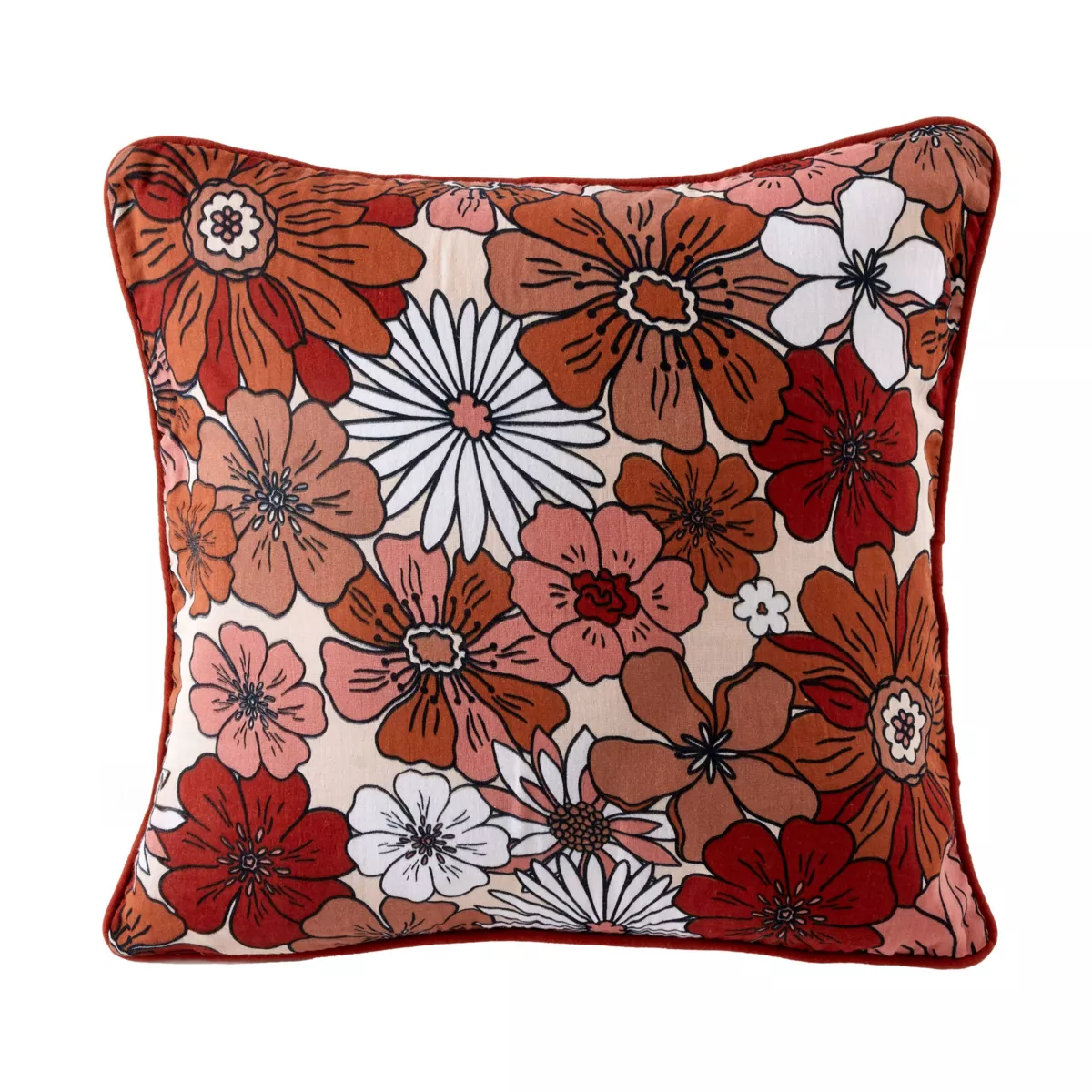 Cojín cuadrado de gasa de algodón (45 x 45 cm) Gaïa azalea Terracota