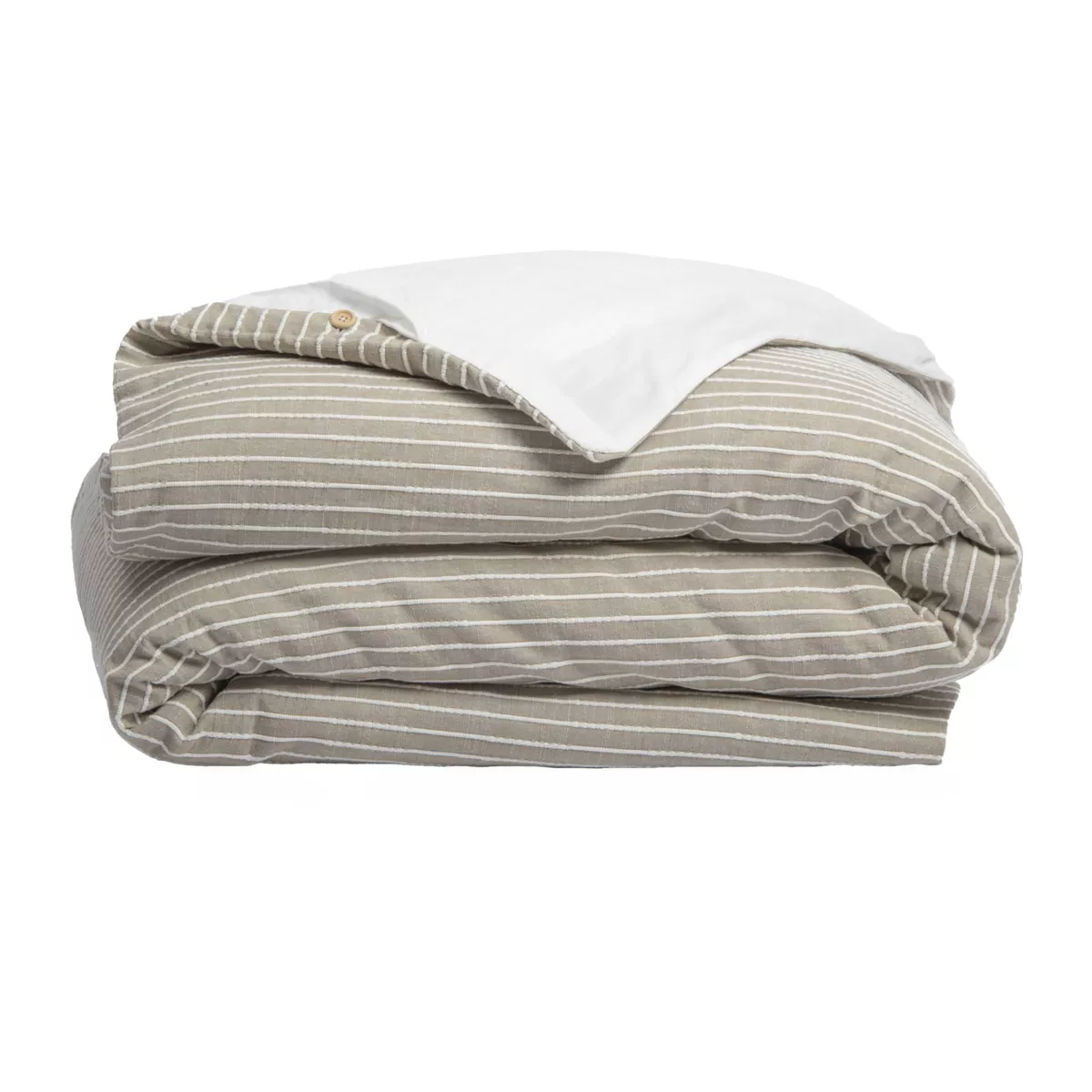Copripiumino reversibile in cotone testurizzato e percale (260 x 240 cm) Alice Ecru