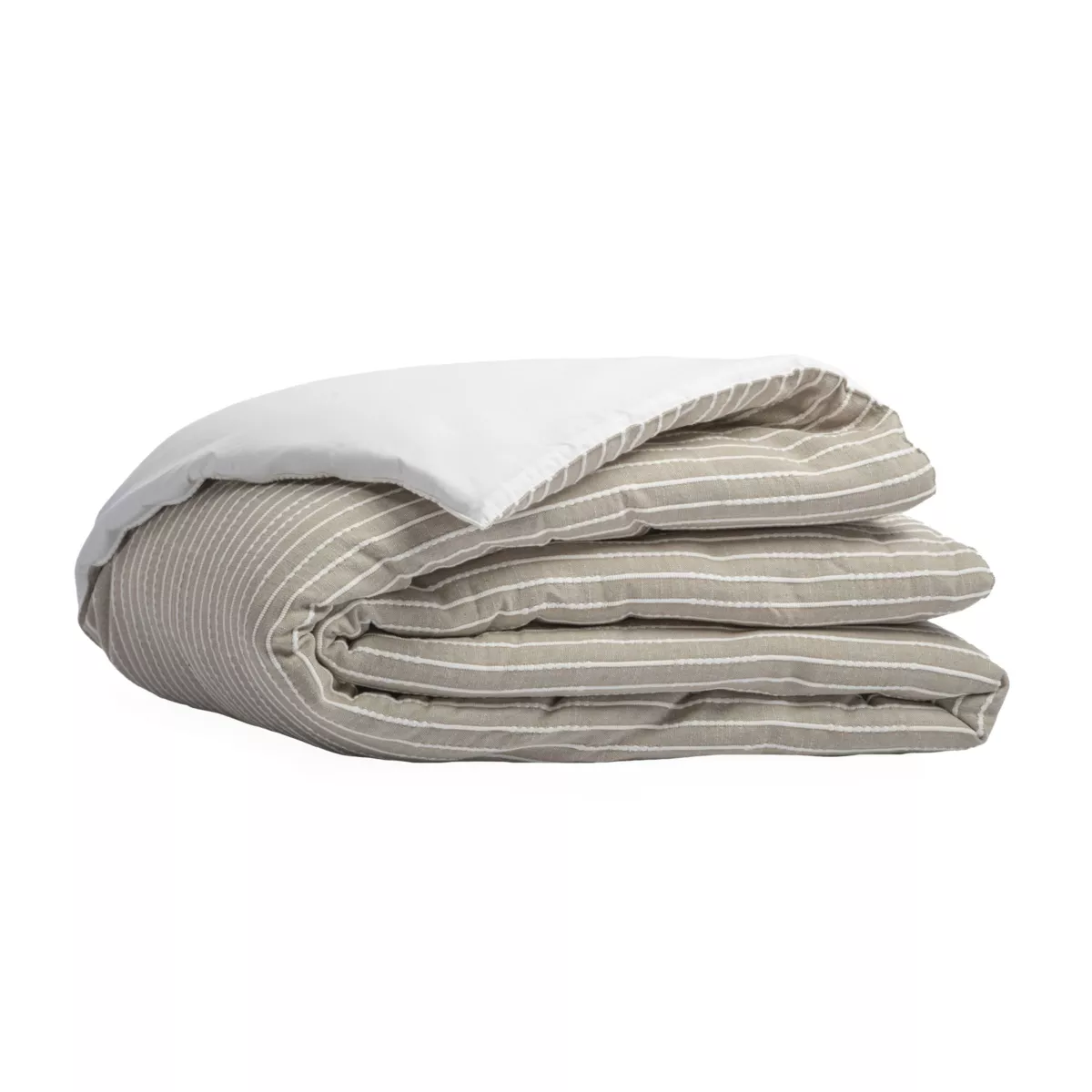 Colcha reversible de algodón texturizado y percal (90 x 220 cm) Alice Marfil