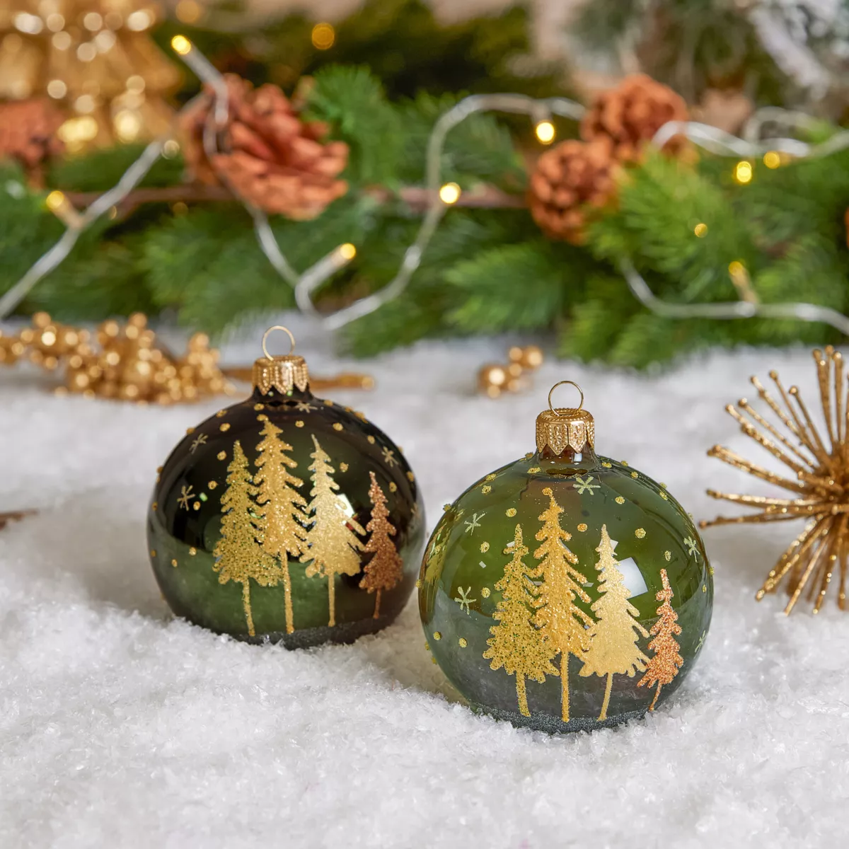 Confezione di 6 palline di Natale (D80 mm) in vetro Pia Verde abete