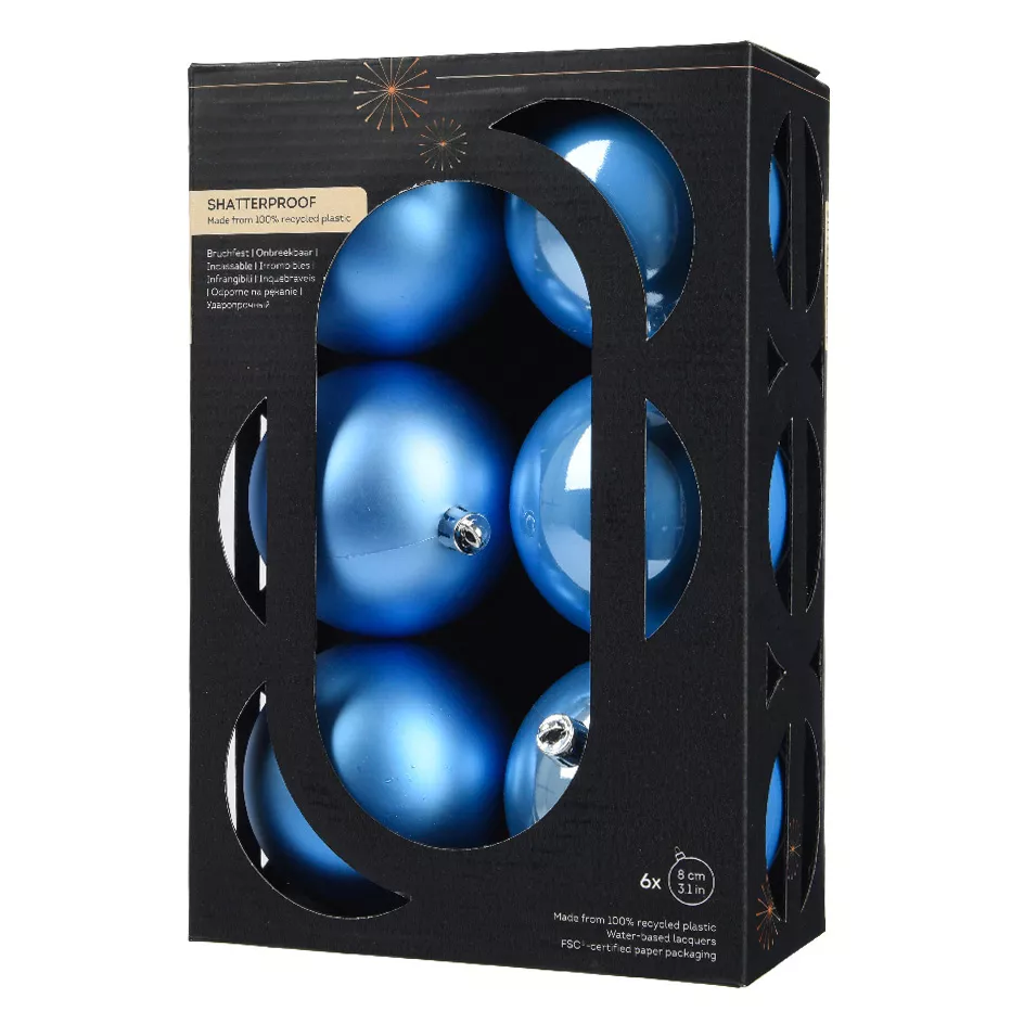 Boite a 6 Boules polystyrene dia8cm sky blue ARAVIS (EMBALLAGE 100% RECYCLE certifié fsc)