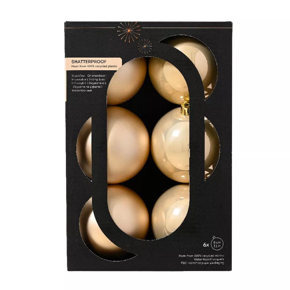 Boite a 6 Boules polystyrene dia8cm perle ARAVIS (EMBALLAGE 100% RECYCLE certifié fsc)