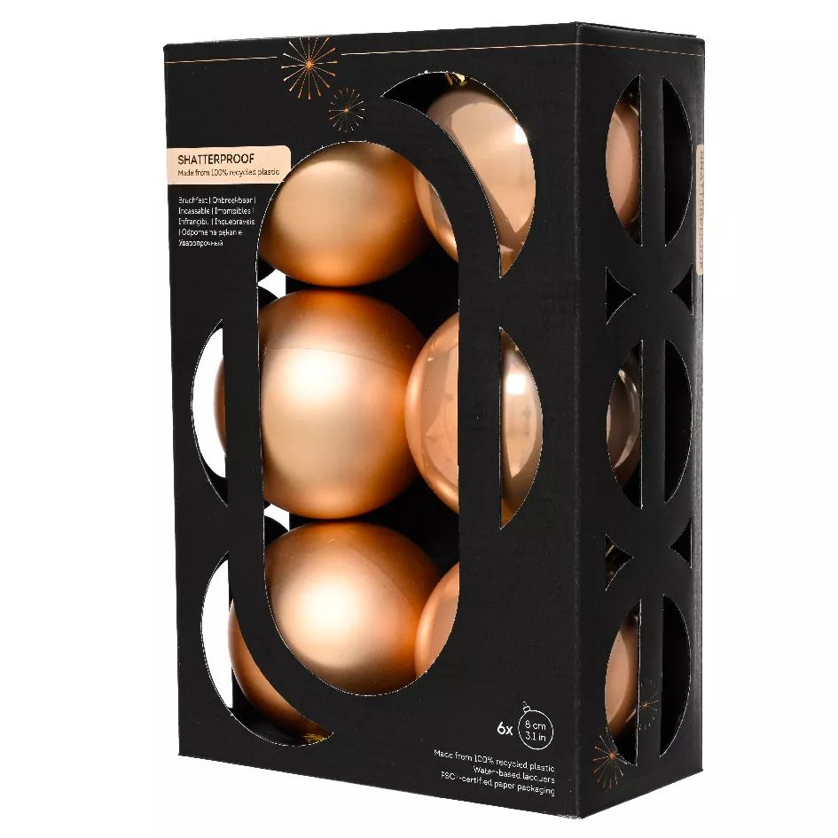 Lot de 6 boules de Noël (D80 mm) Aravis Rose