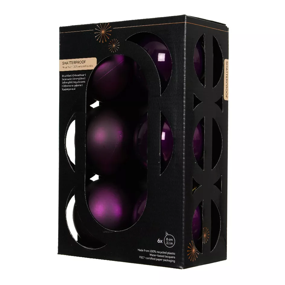 Boite a 6 Boules polystyrene dia8cm figue ARAVIS (EMBALLAGE 100% RECYCLE certifié fsc)