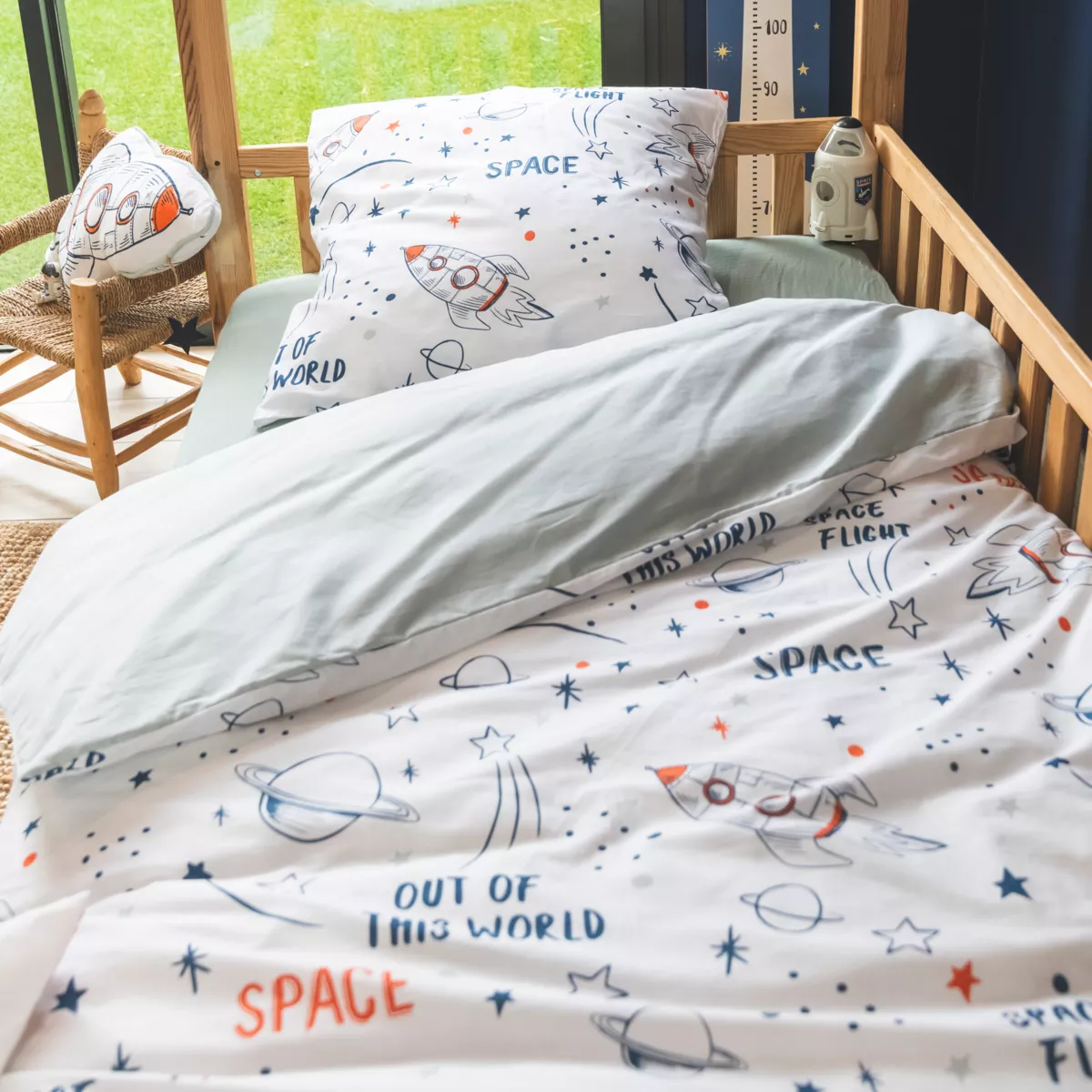 Parure de lit coton (140 x 200 cm) Housse de couette enfant Galaxie
