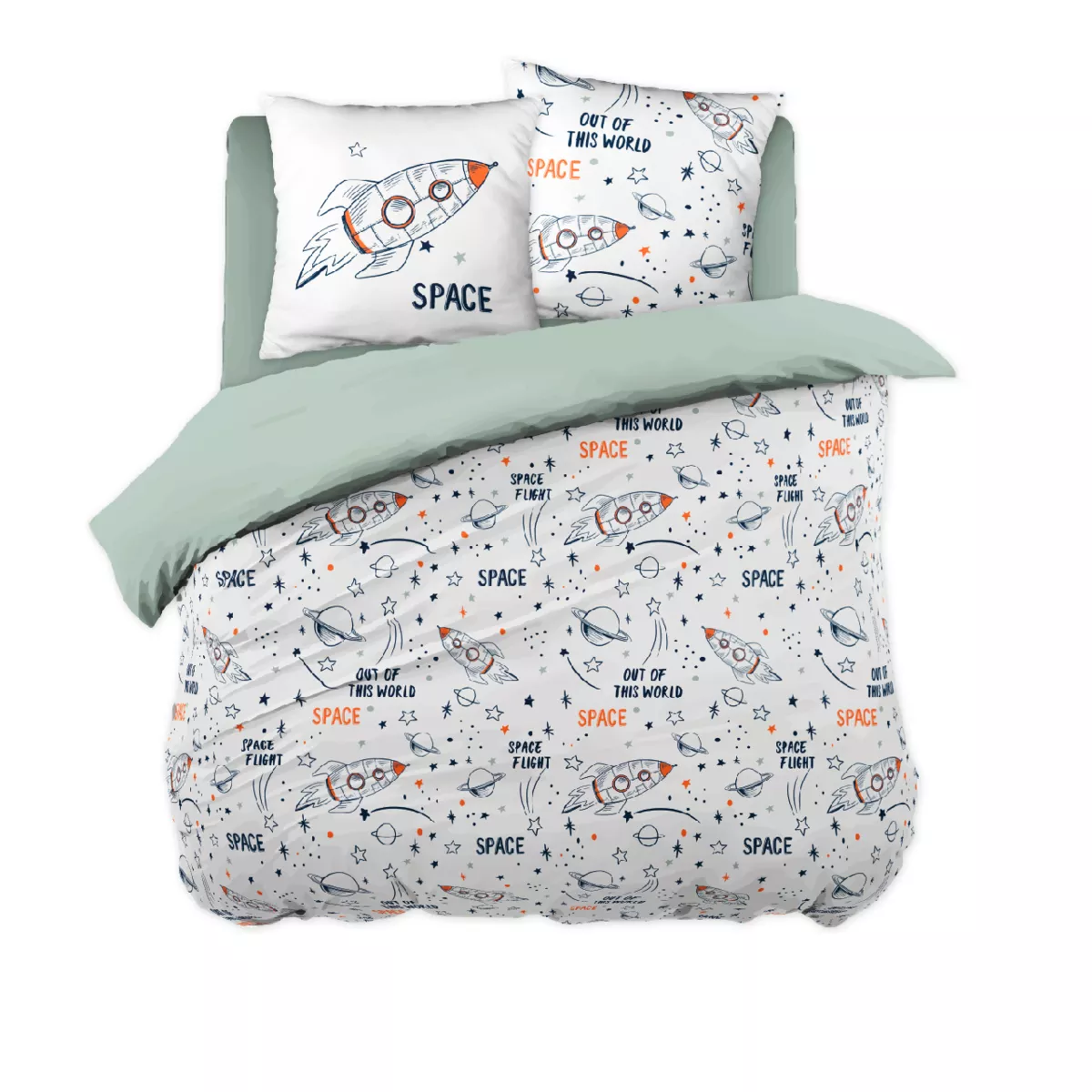 Funda nórdica y dos fundas de almohada infantil de algodón (240 x 220 cm) Galaxia Blanca