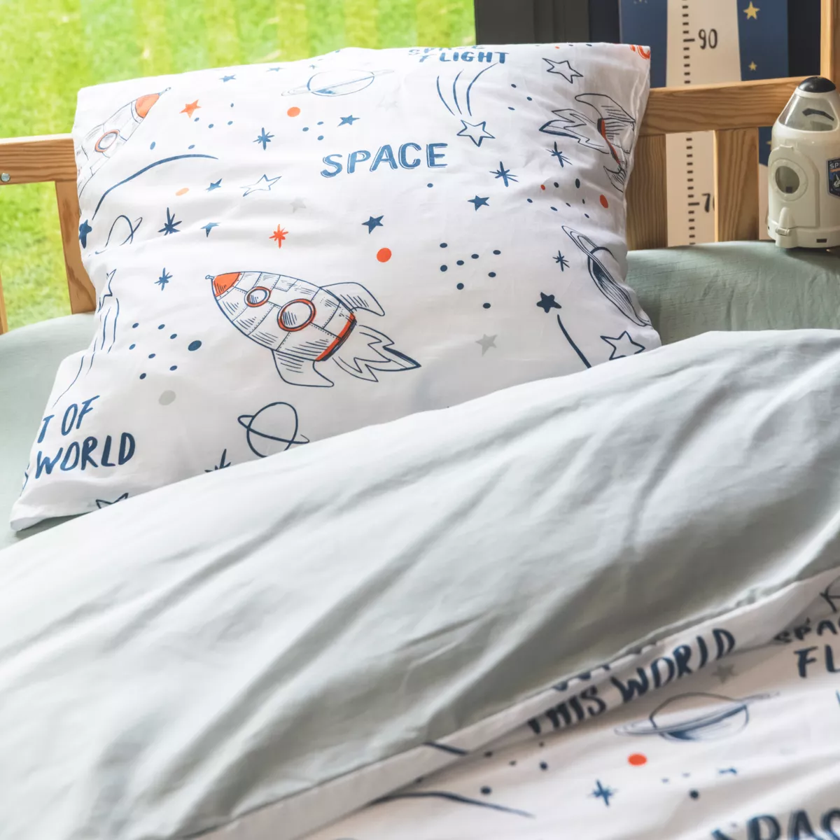 Parure de lit coton (240 x 220 cm) Housse de couette enfant Galaxie