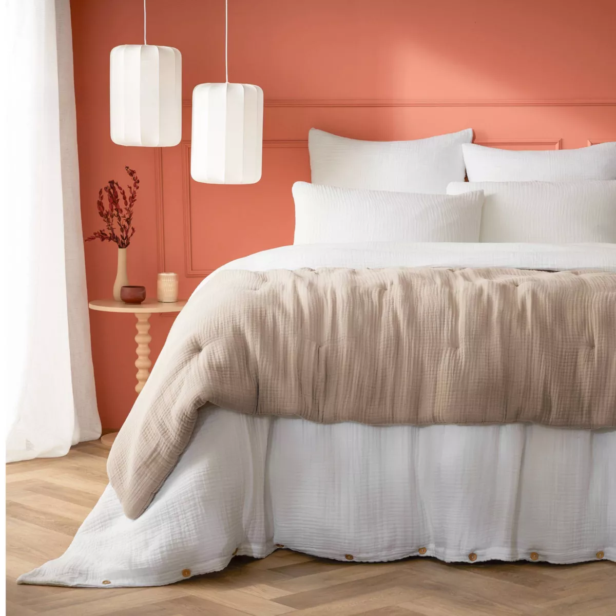 Edredón de gasa de algodón cuádruple (90 x 220 cm) Victoria x Gaïa Albaricoque