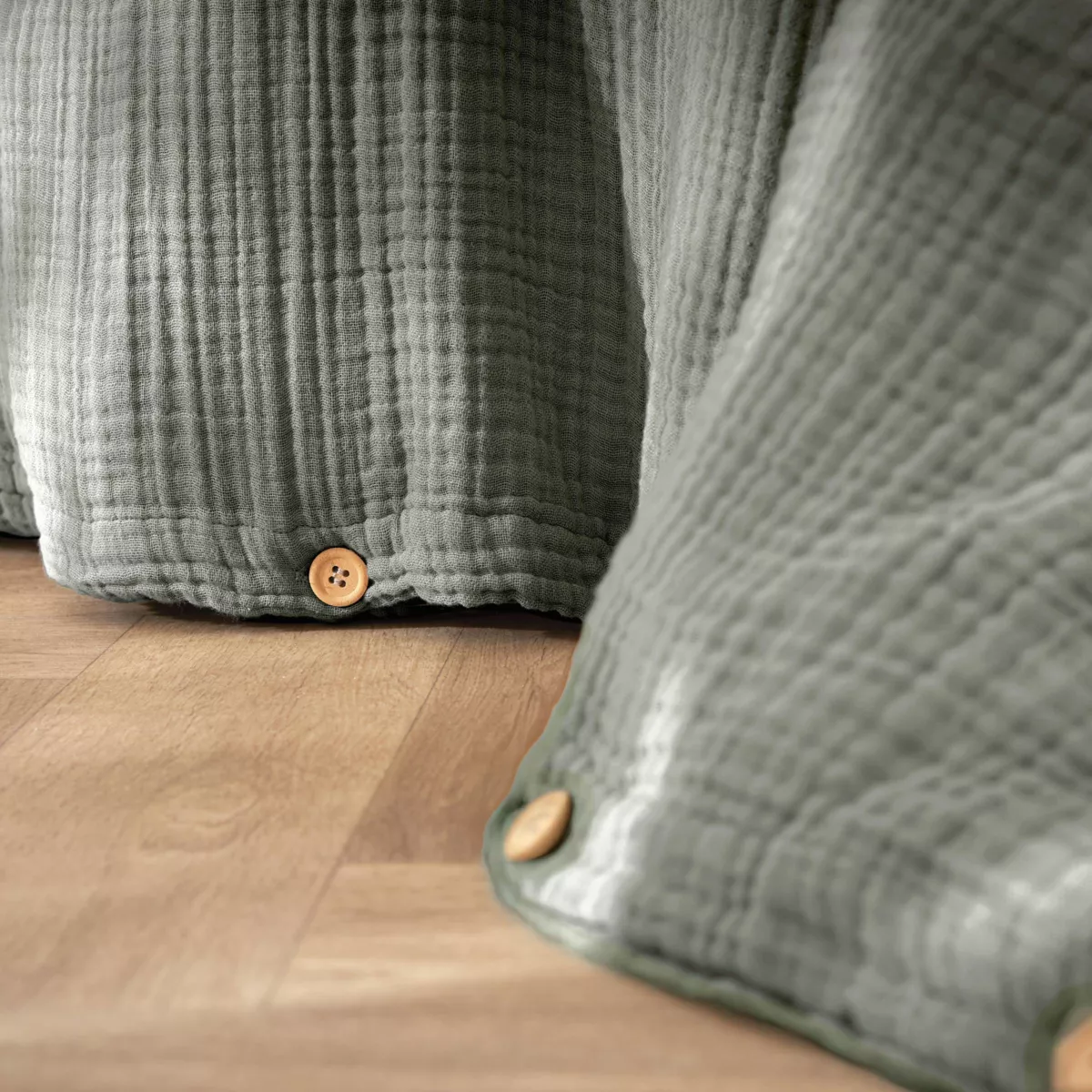 Copripiumino in quadrupla garza di cotone (280 x 240 cm) Victoria x Gaïa Verde rosmarino