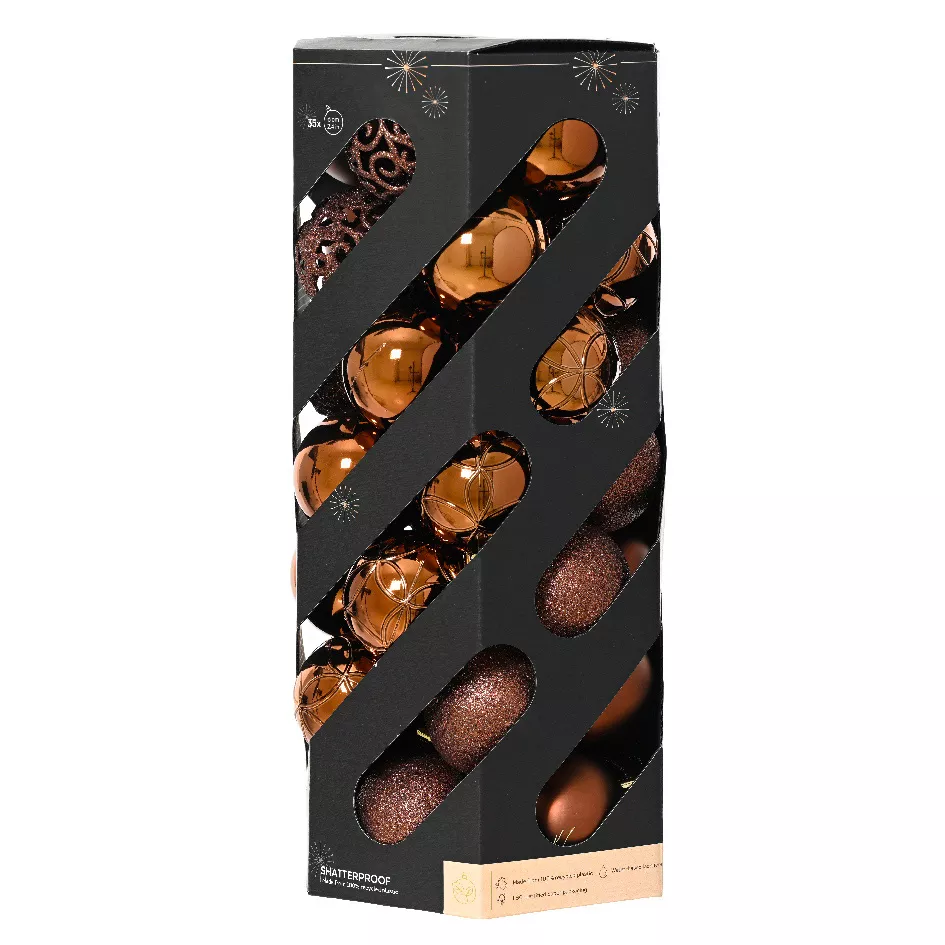 Lot de 35 boules de Noël (D60 mm) Aravis Espresso