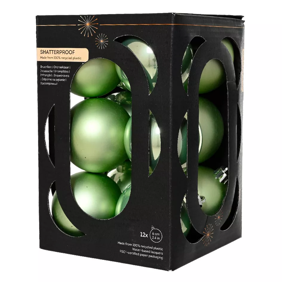 Lot de 12 boules de Noël (D60 mm) Aravis Vert Matcha