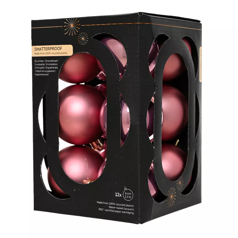 Boite de 12 Boules polystyrene dia6cm rose pale ARAVIS (EMBALLAGE 100% RECYCLE certifié fsc)