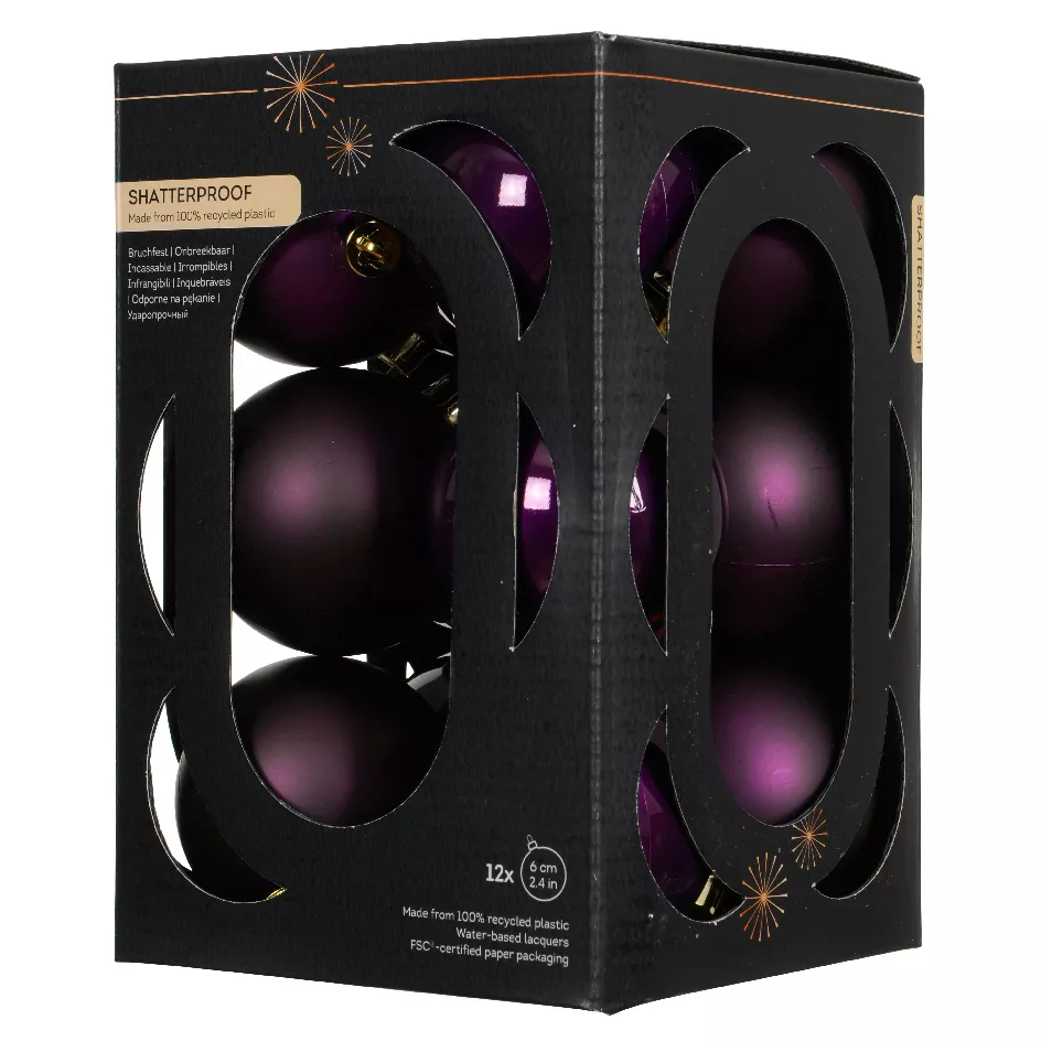 Boite de 12 Boules polystyrene dia6cm figue ARAVIS (EMBALLAGE 100% RECYCLE certifié fsc)