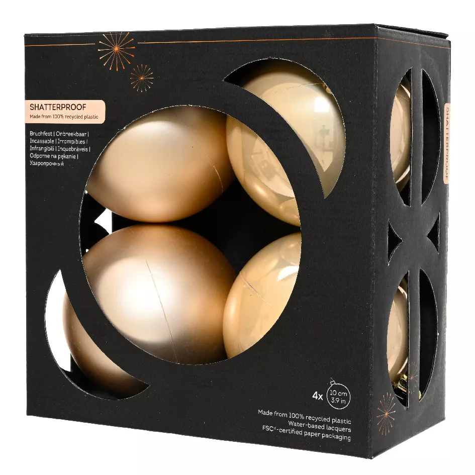 Boite a 4 Boules polystyrene dia10cm perle ARAVIS (EMBALLAGE 100% RECYCLE certifié fsc)