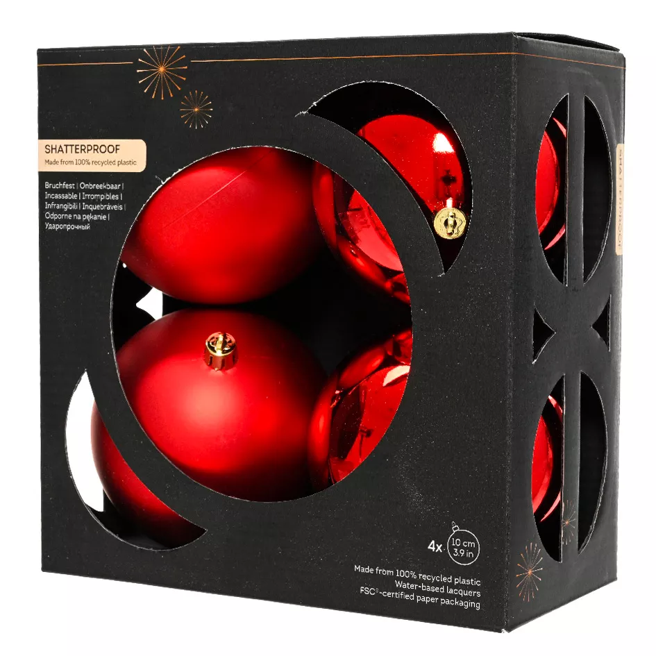 Set di 4 palline di Natale (D100 mm) Aravis Rosso
