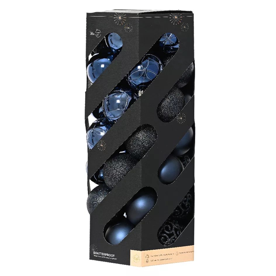 Set von 35 Weihnachtskugeln (D60 mm) Aravis Mix Nachtblau