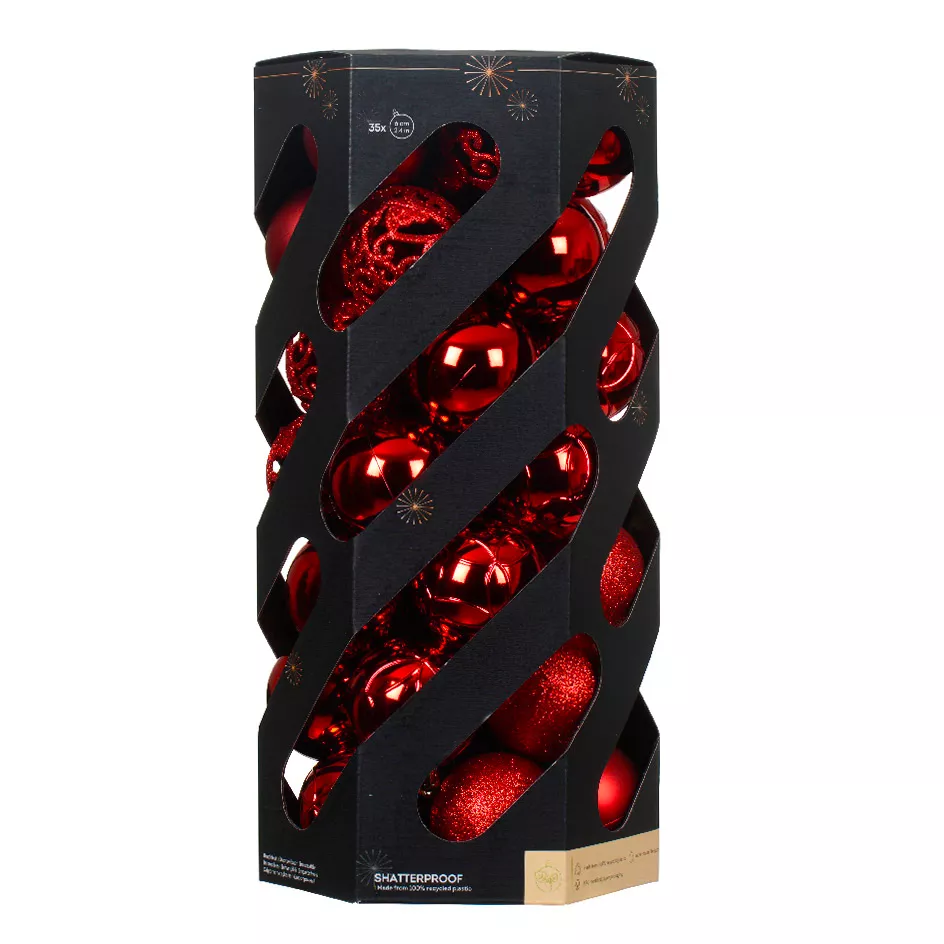 Set von 35 Weihnachtskugeln (D60 mm) Aravis Mix Rot