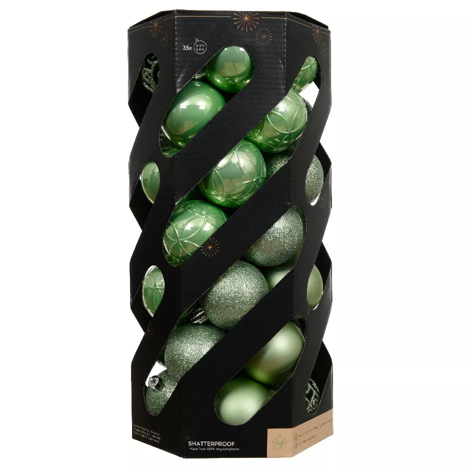 Set von 35 Weihnachtskugeln (D60 mm) Aravis Mix Matcha Grün