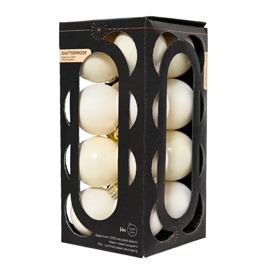 BOITE DE 16  Boules polystyrene dia4cm blanc laine ARAVIS (EMBALLAGE 100% RECYCLE certifié fsc)