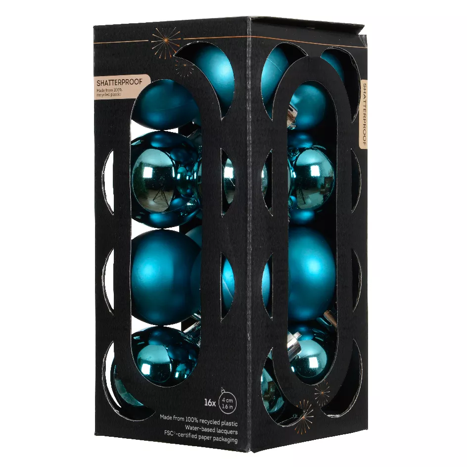 BOITE DE 16  Boules polystyrene dia4cm folk blue ARAVIS (EMBALLAGE 100% RECYCLE certifié fsc)